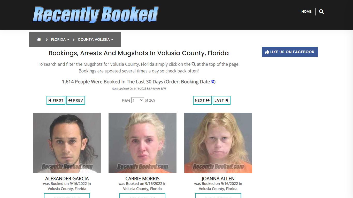 Recent bookings, Arrests, Mugshots in Volusia County, Florida